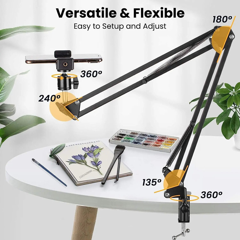 Inversion Table Fold - حامل ثلاثي الأرجل بذراع مرن للهاتف،